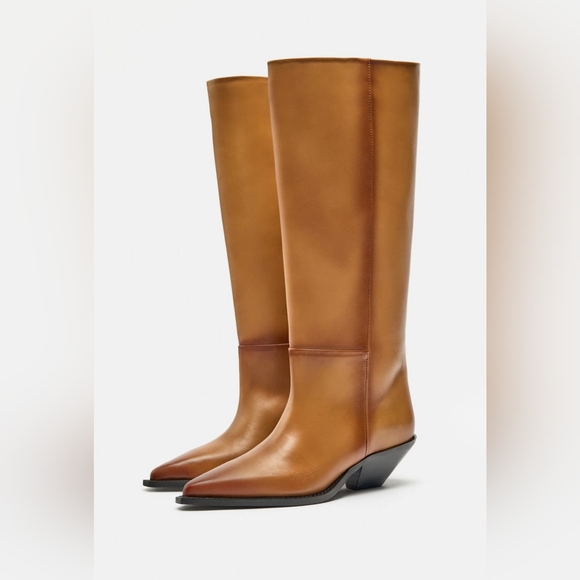 Zara Shoes - ZARA HEELED LEATHER COWBOY BOOTS